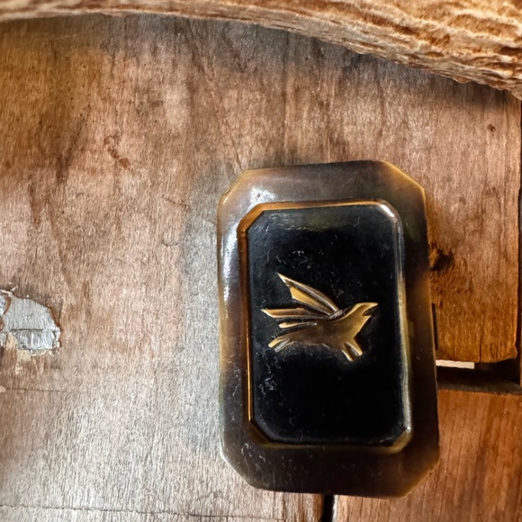 Other - Vintage Bird Belt Buckle | Plastic Novelty Buckle | Gold Tone Inlay